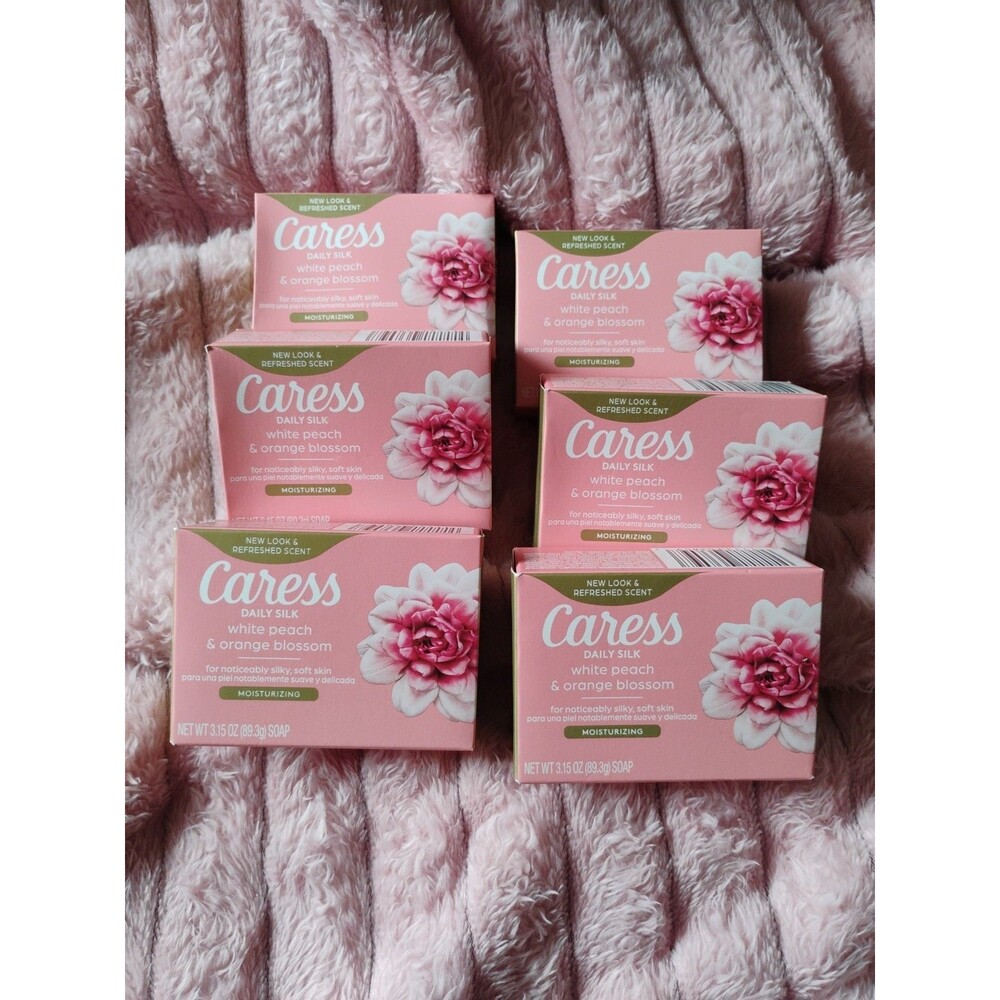 CARESS DAILY SILK BAR SOAP WHITE PEACH & ORANGE BLOSSOMS  LOT  6 BARS 3.15 Oz P4
